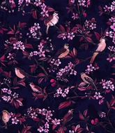 Apaszki i szaliki damskie - APASZKA / szal / chusta autorski print kwiatowe SŁOWIKI granat (100% wiskoza) - miniaturka - grafika 1