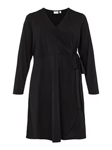 VILA EVOKED BY VILA Damska sukienka Viborneo L/S WRAP Dress/SU/CUR-NOOS, czarna, 52 - Sukienki - miniaturka - grafika 1