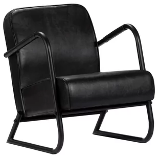 vidaXL Fotel wypoczynkowy, czarny, skóra naturalna - Fotele - miniaturka - grafika 1