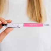 Zestawy piśmiennicze - Długopis Z Kryształkami I Gumką - Róż - miniaturka - grafika 1