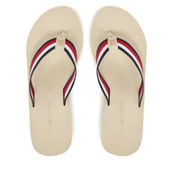 Klapki i japonki damskie - Japonki Tommy Hilfiger Th Corporate Wedge Beach Sandal FW0FW08520 Beżowy - miniaturka - grafika 1