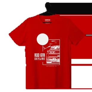 T-shirt koszulka Nissan Skyline 33 GTR czerwona-3XL - Odzież do sportów motorowych - miniaturka - grafika 1