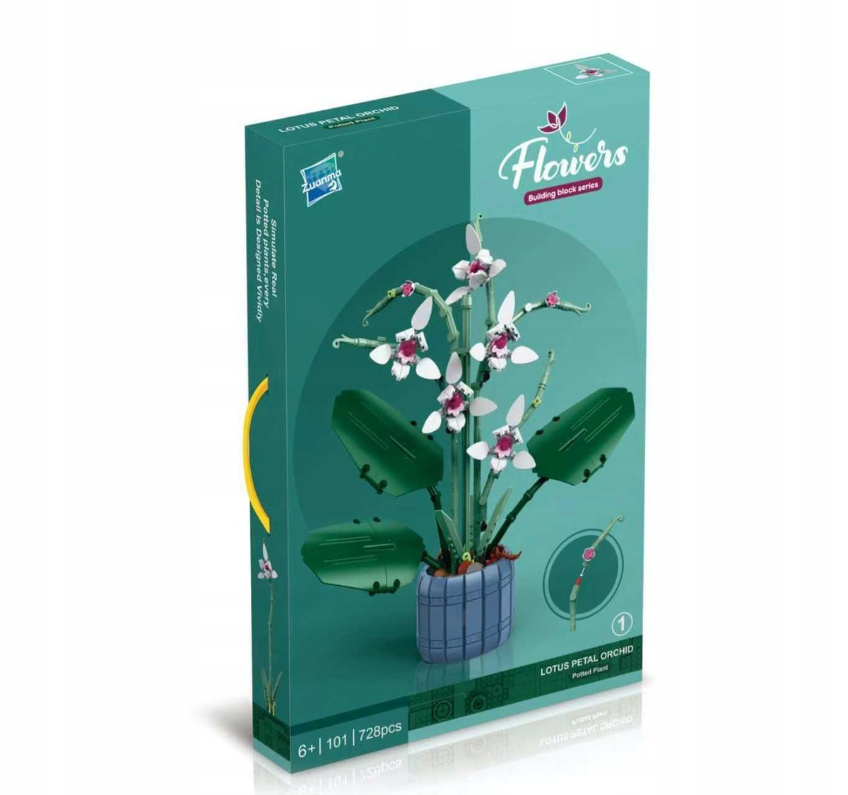 Klocki Kwiaty Lotus Orchidea 728 ele. Zestaw Bukiet Storczyk w Doniczce
