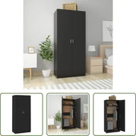 Szafy - The Living Store Szafa czarna 90x52x200 cm Materiał drewnopochodny - miniaturka - grafika 1