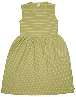 Sukienki - loud + proud Dziewczęca sukienka dziecięca, w paski z lnu, certyfikat GOTS, kolor awokado, 134/140, awokado, 134/140 cm - grafika 1