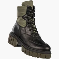 Botki damskie - Botki Damskie Skórzane Buty Trapery Workery Zimowe Czarne Simen 5237A Czarny 38 - miniaturka - grafika 1