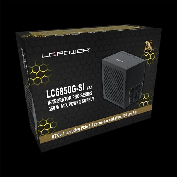 Netzteil ATX 3.1 LC-Power 850W/135mm 80+ Gold zertifiziert Voll Modular PCIe 5.1 Retail