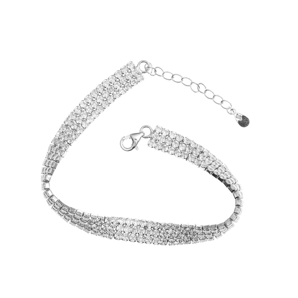 Srebrna bransoletka 925 potrójna białe cyrkonie