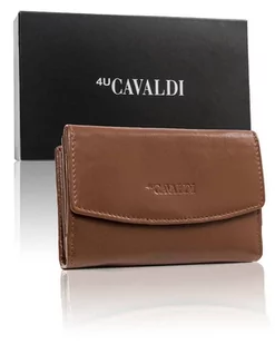 Gładki portfel skórzany, damski portfel z klapką Cavaldi - Portfele - miniaturka - grafika 1