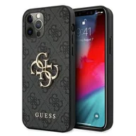 Etui i futerały do telefonów - Guess 4G Big Metal Logo - Etui iPhone 12 / iPhone 12 Pro szary - miniaturka - grafika 1