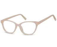 Okulary korekcyjne, oprawki, szkła - Damskie okulary optyczne zerówki kocie oczy Sunoptic CP117F mleczny beżowy - miniaturka - grafika 1