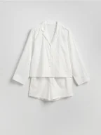 Moda i Uroda OUTLET - Reserved - Dwuczęściowa piżama z haftem - złamana biel - miniaturka - grafika 1