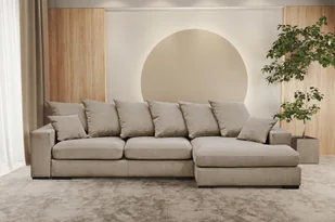 Sofa w kształcie L GABON narożnik z funkcją spania Riviera beżowy prawy - Narożniki - miniaturka - grafika 1