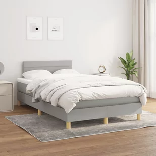 Lumarko Łóżko kontynentalne z materacem, jasnoszare, tkanina 120x200 cm - Łóżka - miniaturka - grafika 1