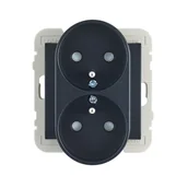 Gniazdka elektryczne - Efapel Gniazdo podwójne LOGUS 90 Czarny - miniaturka - grafika 1