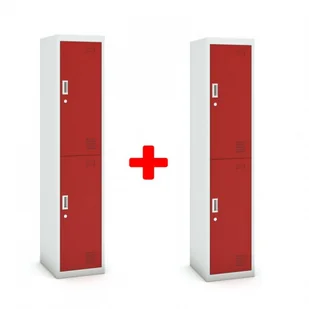 B2B Partner Szafka szatniowa dwudrzwiowa, 1800 x 380 x 450 mm, szara/czerwona, 1+1 GRATIS 485026 - Szafki BHP - miniaturka - grafika 2