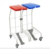 Wózki serwisowe - Euro Zibi Stelaż do segregacji odpadów 2 x 70 l - Malowany proszkowo, Otwierana pedałem - miniaturka - grafika 1