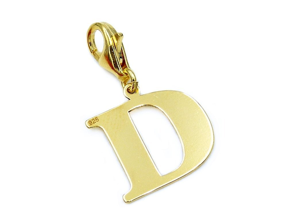 Pozłacany charms przywieszka literka D