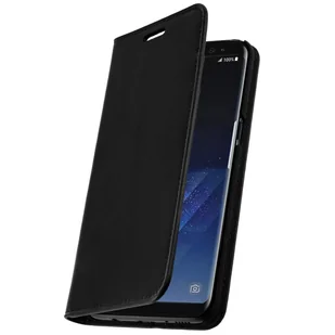 Etui Folio z Prawdziwej Skóry Samsung Galaxy S8 z miejscem na kartę Podstawka wideo Czarne - Etui i futerały do telefonów - miniaturka - grafika 1