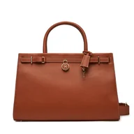 Torebki damskie - Torebka Tommy Hilfiger American Icon Tote Leather AW0AW17185 Brązowy - miniaturka - grafika 1
