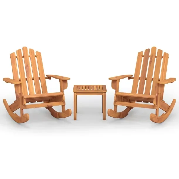 Drewniany zestaw wypoczynkowy Adirondack z fotelami bujanymi, akacja 75x105