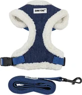 Szelki dla psów - Zestaw, szelki+smycz, dla psa, granatowy, jeans, rozmiar M - miniaturka - grafika 1