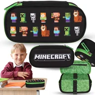 Piórniki - Minecraft Czarny KOMOROWY piórnik szkolny DLA GRACZA, saszetka OWAL dla chłopca 5x21x10cm - miniaturka - grafika 1