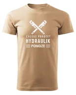 Koszulki i topy damskie - Koszulka dla Hydraulika Chcesz poroże? Hydraulik pomoże Beżowy M - miniaturka - grafika 1