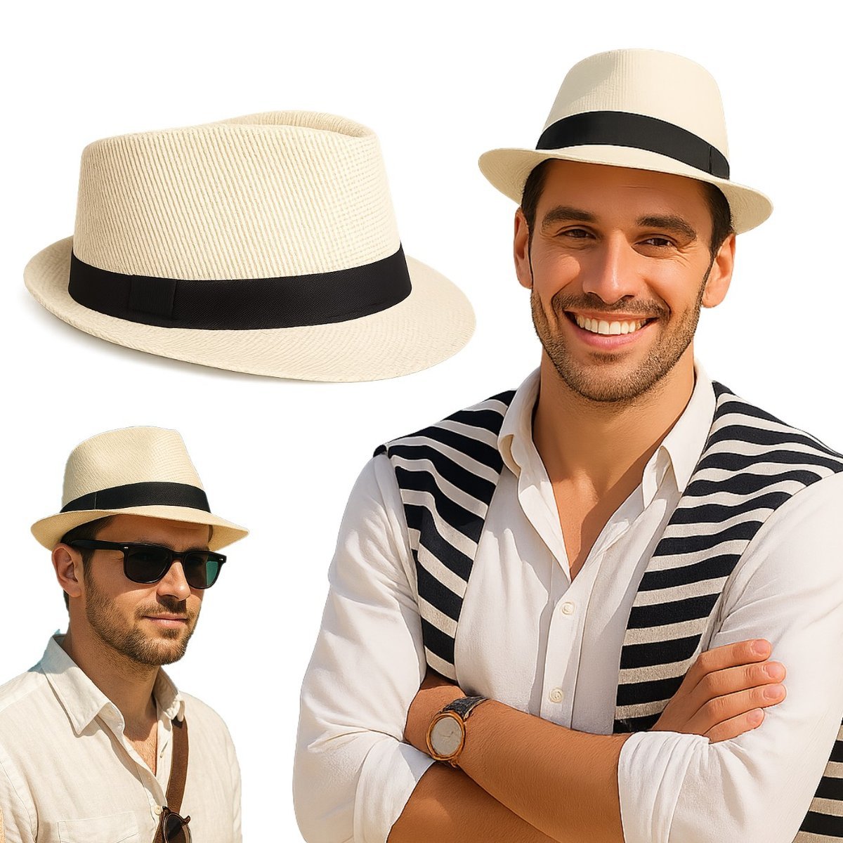 Kapelusz Damski Męski Bucket Hat Letni Plażowy Lekki Słomkowy Na Lato Wzory
