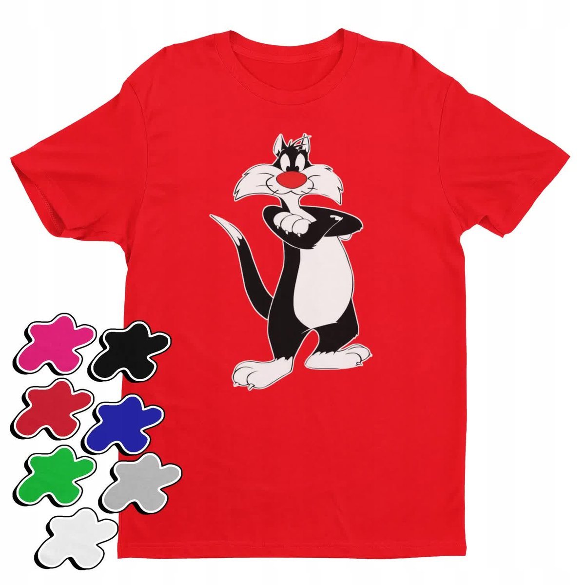 Koszulka T-Shirt Dziecięca Z Nadrukiem Looney Kot Sylwester -L 146-152