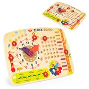 Zabawki interaktywne dla dzieci - Drewniana tablica manipulacyjna dla dzieci kalendarz zegar ECOTOYS - miniaturka - grafika 1