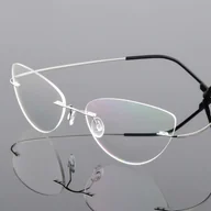 Okulary korekcyjne, oprawki, szkła - Srebrne okulary bezramkowe damskie z filtrem antyrefleksyjnym SCH-502 - miniaturka - grafika 1