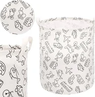 Pojemniki na zabawki - Springos Kosz do przechowywania zabawek i ubrań pojemnik z uszami biało-czarny pojazdy UNIWERSALNY - miniaturka - grafika 1