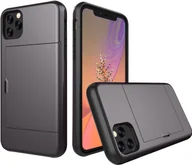 Etui i futerały do telefonów - Etui na Apple iPhone 11 Pro 2019 5,8 cala z kieszenią na kartę Obudowa wstrząsoodporna szara - miniaturka - grafika 1