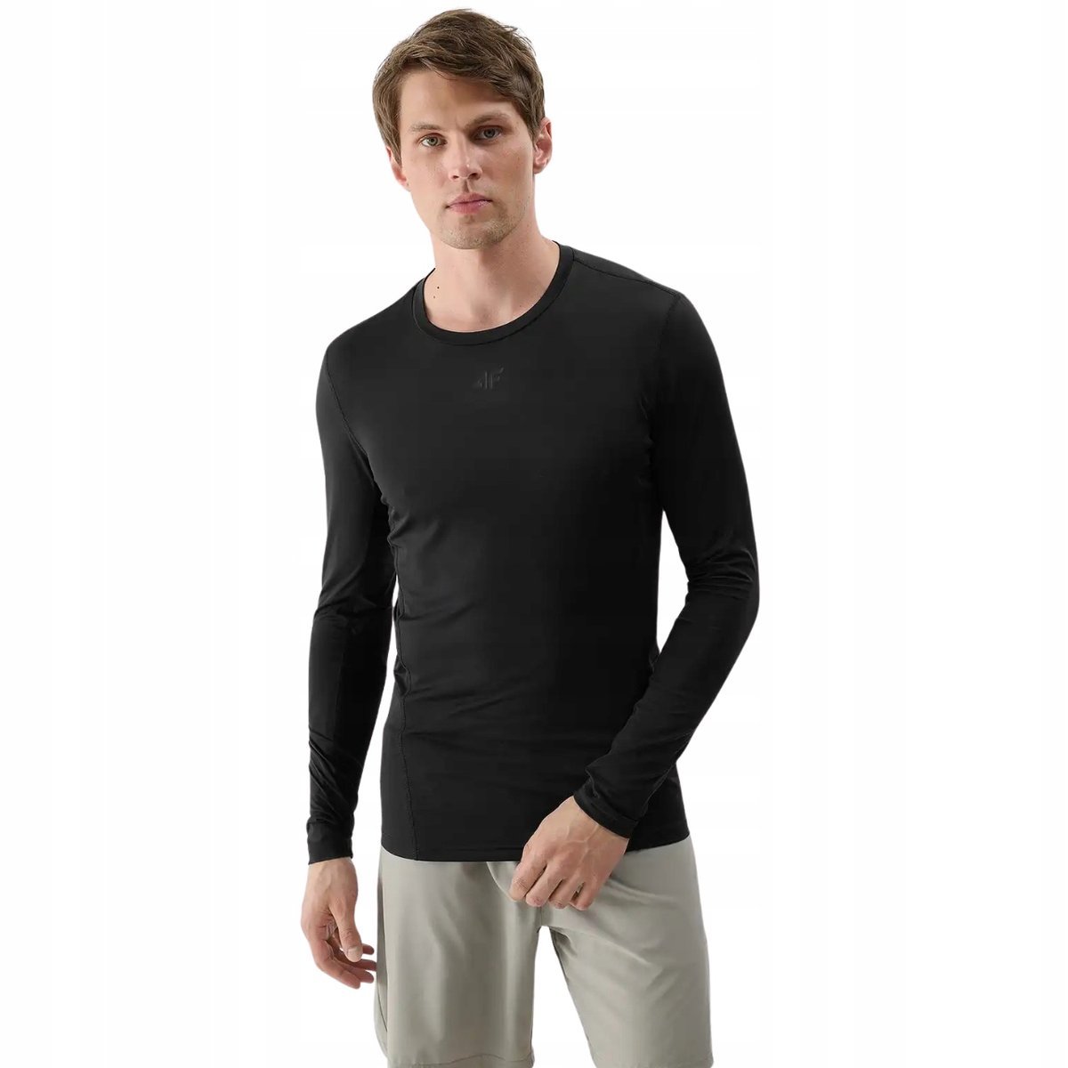 Koszulka męska Longsleeve 4F M372 głęboka czerń 4FWSS25TFLOM372 20S S