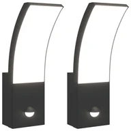 Lampy ogrodowe - vidaXL Zewnętrzne kinkiety LED z czujnikami, 2 szt., czarne, aluminium - miniaturka - grafika 1