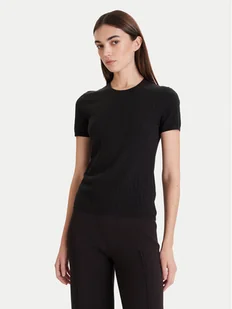 Calvin Klein T-Shirt LV044D308G Czarny Slim Fit - Koszulki i topy damskie - miniaturka - grafika 1