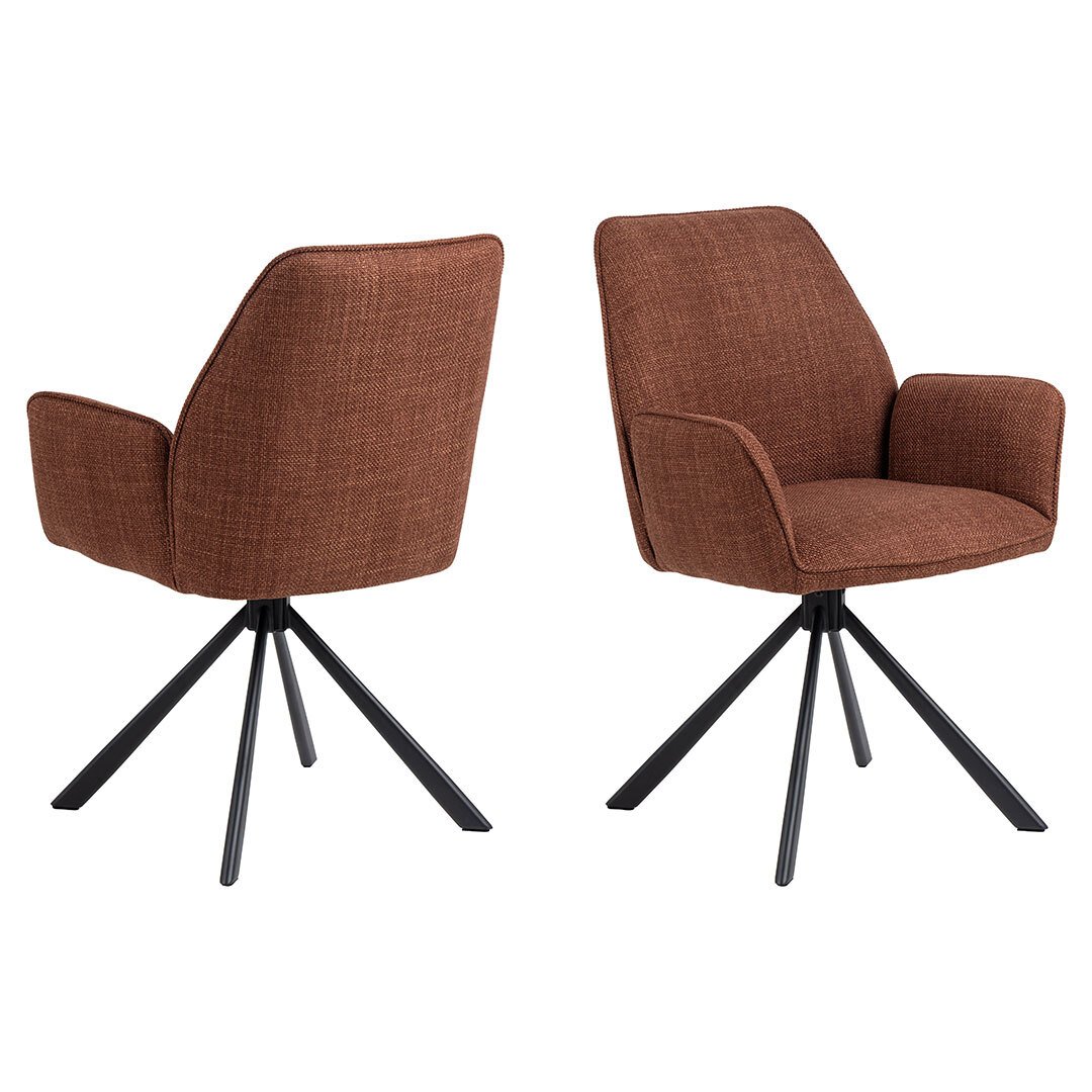 (Zestaw 2) Krzesło do jadalni Glenda z podłokietnikiem z funkcją obrotu w kolorze pomarańczowym.