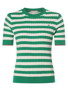 Tommy Hilfiger Sweter damski Kobiety Bawełna zielony|biały w paski, S - Swetry damskie - miniaturka - grafika 1