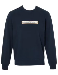 Emporio Armani Męska bluza z kapturem Brushed Terry Crew Neck, morski, XL - Bluzy męskie - miniaturka - grafika 1