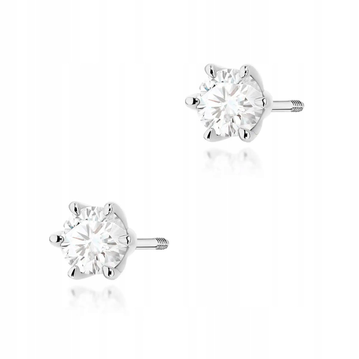 Kolczyki z białego złota próby 585 sztyfty zakręcane z brylantami 0.40ct