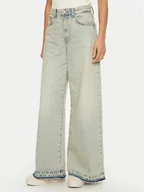 Spodnie damskie - Tommy Jeans Jeansy DW0DW21254 Niebieski Wide Leg - miniaturka - grafika 1