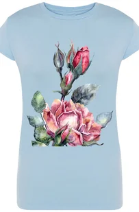 Roża Damski Modny Kolorowy T-Shirt Nadruk Rozm.XL - Koszulki i topy damskie - miniaturka - grafika 1