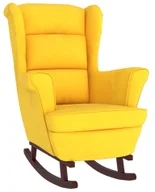 Fotele - Żółty tapicerowany fotel bujany w stylu uszak S9-P04 - miniaturka - grafika 1
