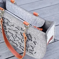 Torebki damskie - Torba na ramię - ażur - skóra naturalna - filc - miniaturka - grafika 1