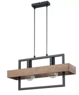 Lampy sufitowe - Sigma czarna lampa wisząca z drewnianym kloszem ROBIN 2 32216 podwójny żyrandol loft nad stół do jadalni - miniaturka - grafika 1