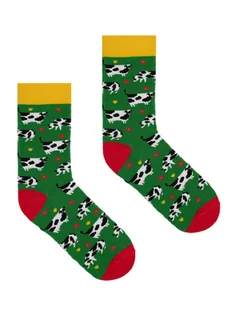 Zielone krowy na łące kolorowe skarpetki we wzory Kabak - Skarpetki męskie - miniaturka - grafika 1