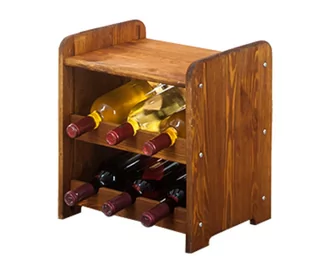 Drewniany regał stojak na wino z półką - RW31 na 6 butelek Olcha Drewno sosnowe / Wamar-Sosenka - Stojaki na wino - miniaturka - grafika 1