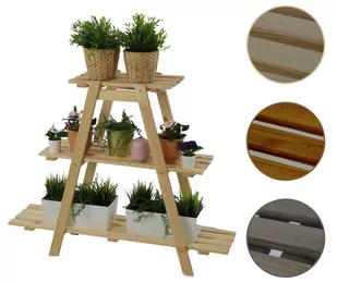 Drewniany Kwietnik 79x101x26 cm – RP 3- poziomowy Naturalny / Wamar-Sosenka - Kwietniki - miniaturka - grafika 1