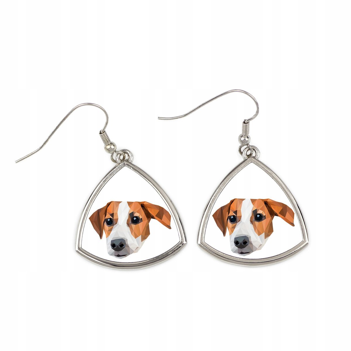 Jack Russell Terrier -kolczyki ze zdjęciem i napisem geometryczne pies Art-
